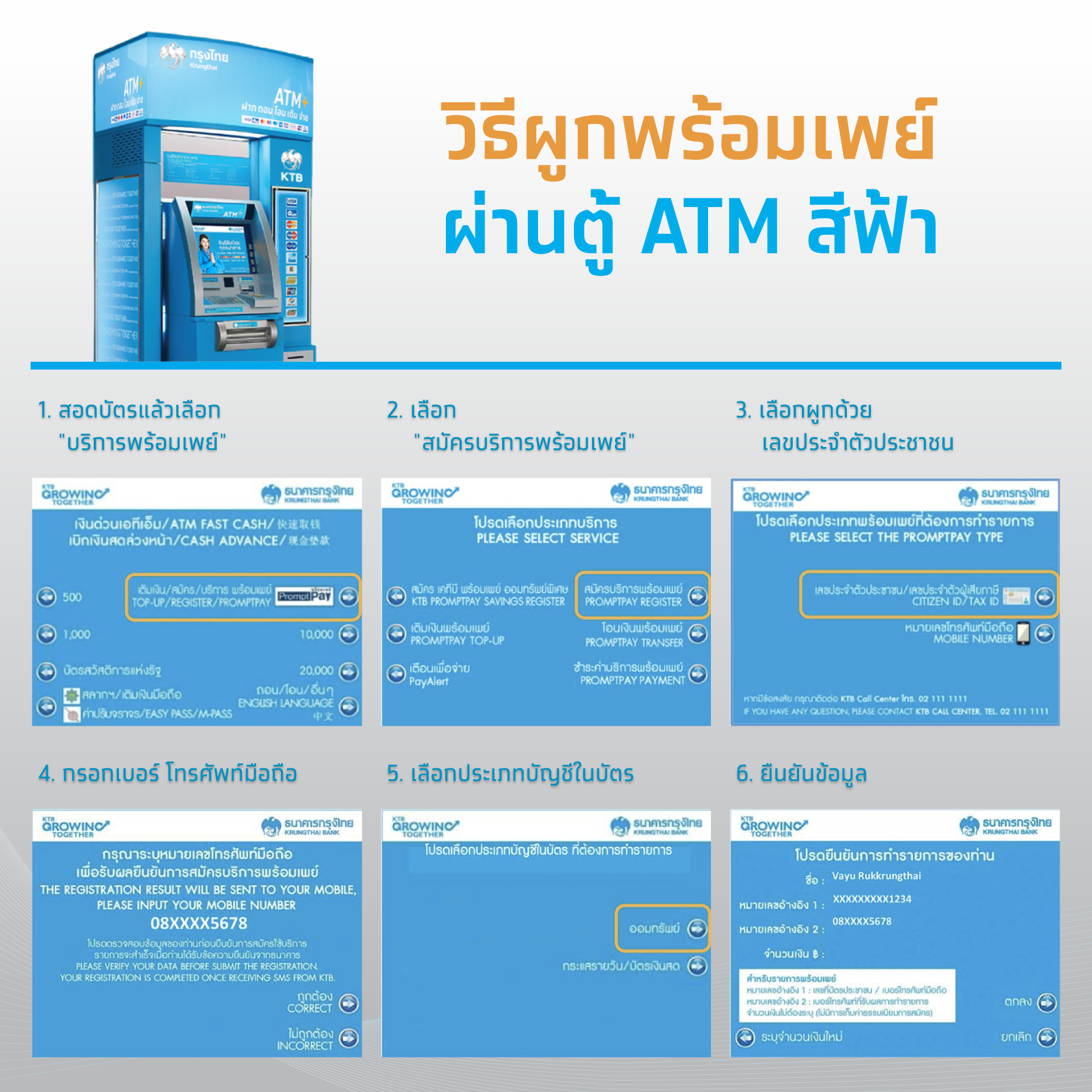 วิธีผูกพร้อมเพย์ กรุงไทย